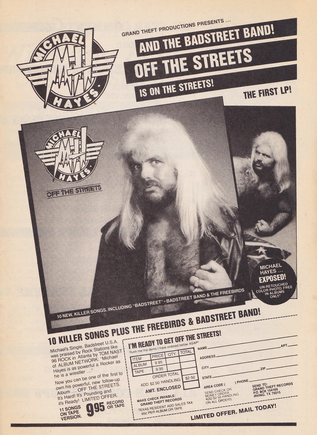 Michael Hayes Off The Streets ad