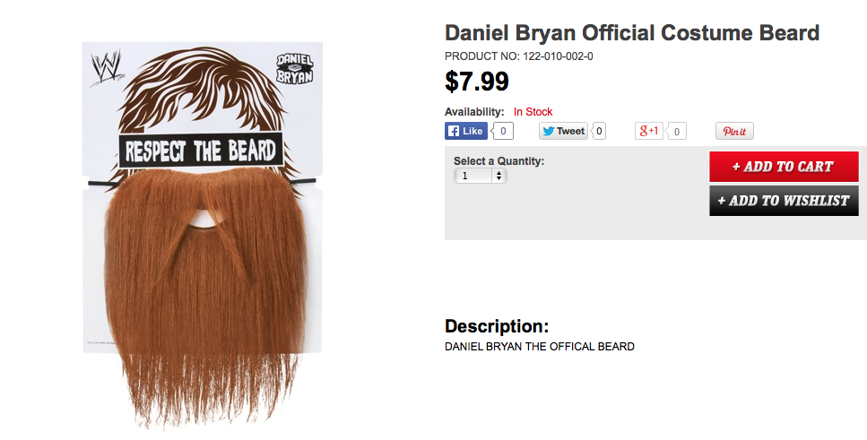 WWE Daniel Bryan Costume beard