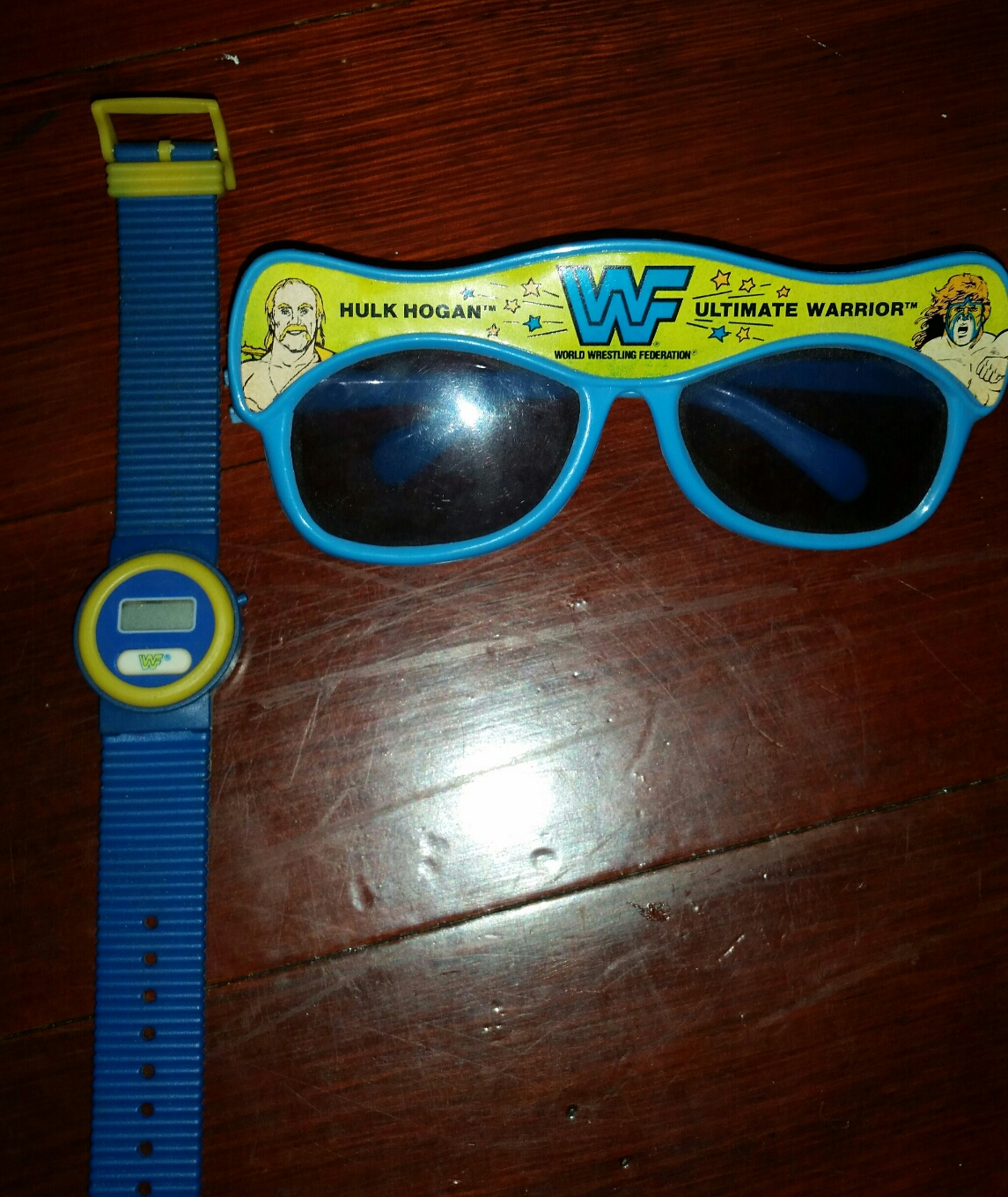 WWF Hulk Hogan and Ultimte Warrior sunglasses and watch