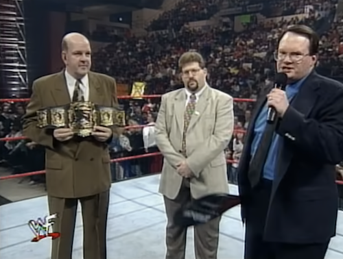 The NWA's Dennis Coralluzzo and Howard Brody, with Jim Cornette